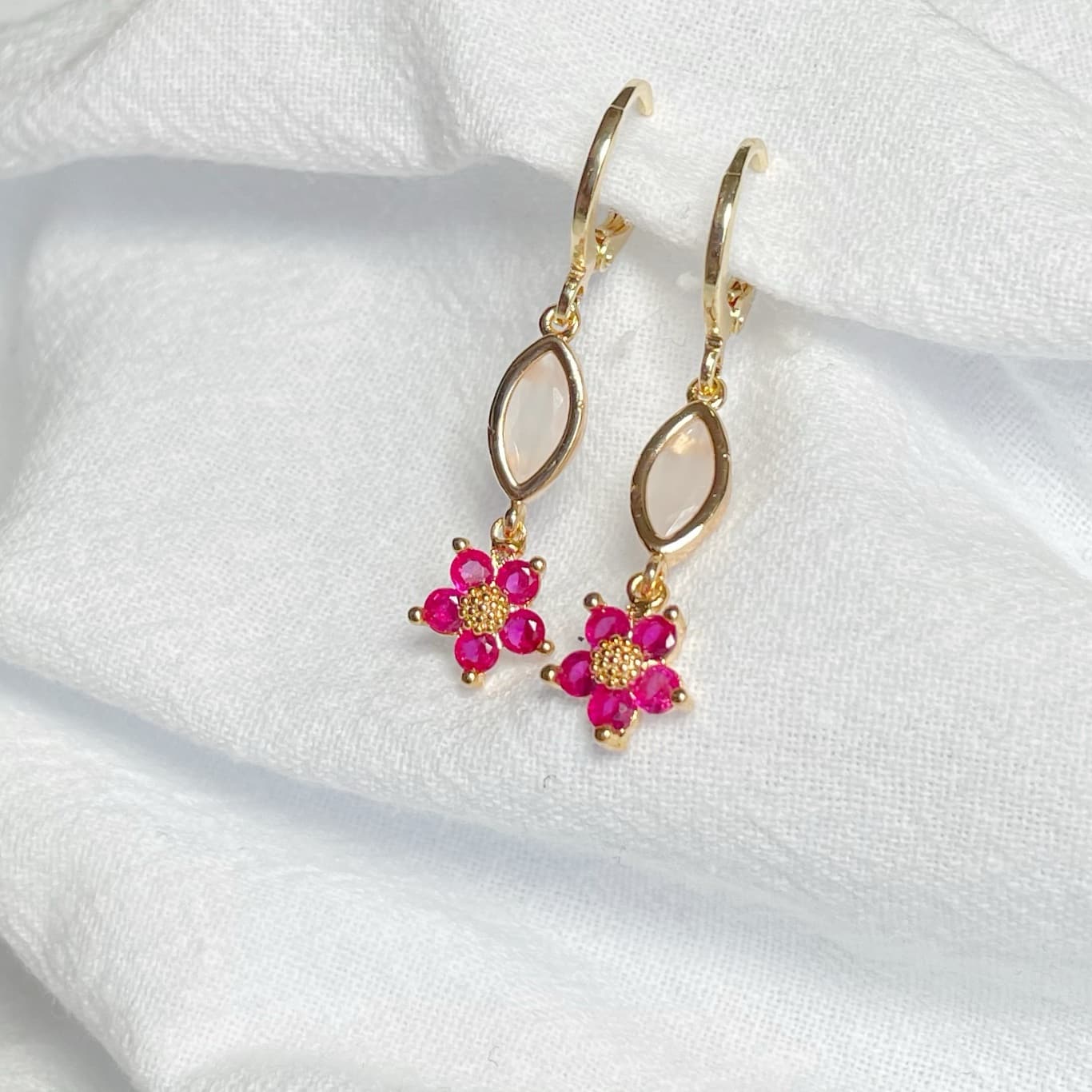 Pendientes “Florecillas rosas” largo