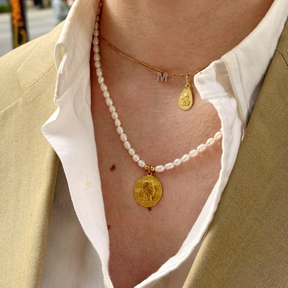 Collar perlas “Moneda”