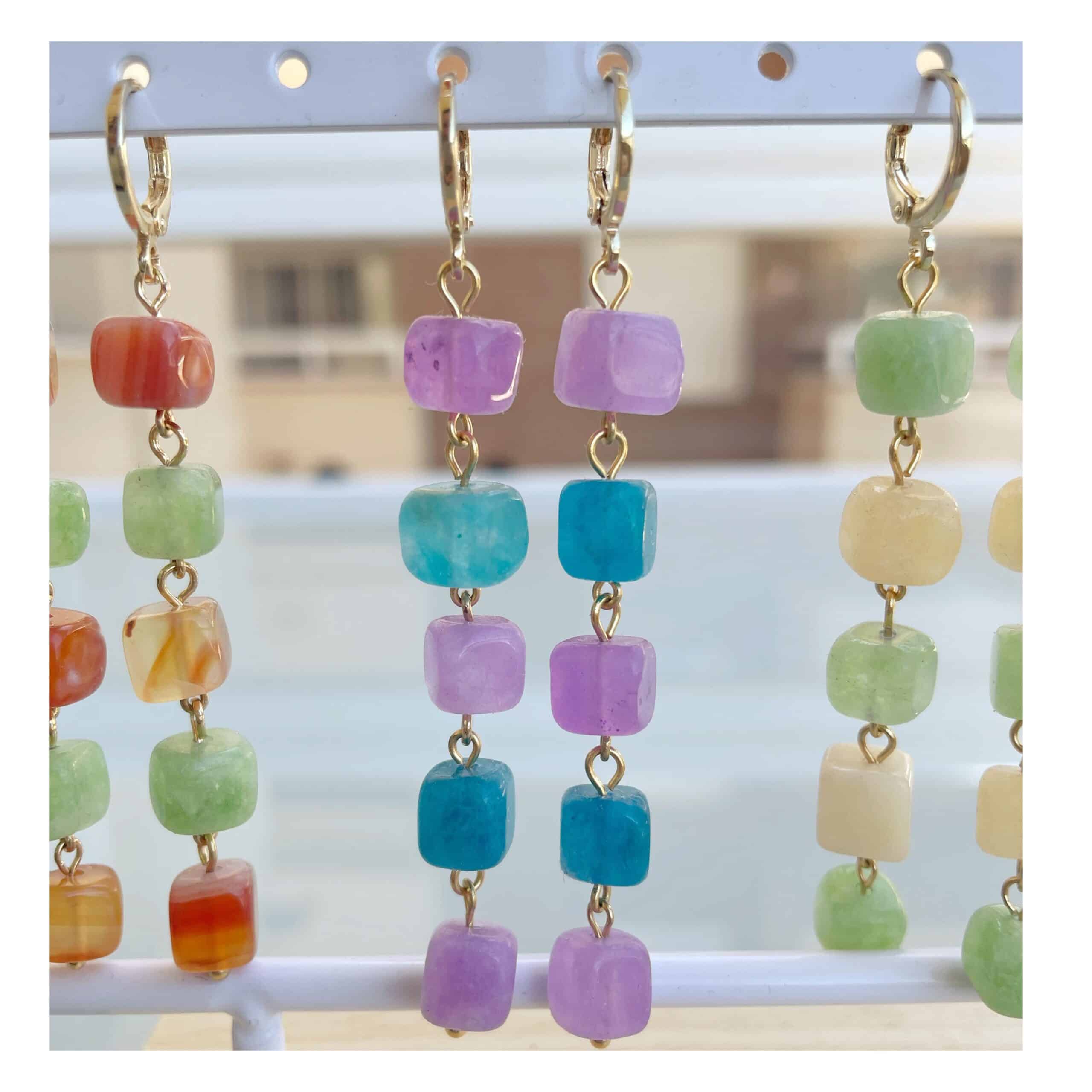 Pendientes “Cascada” Morado/Azul