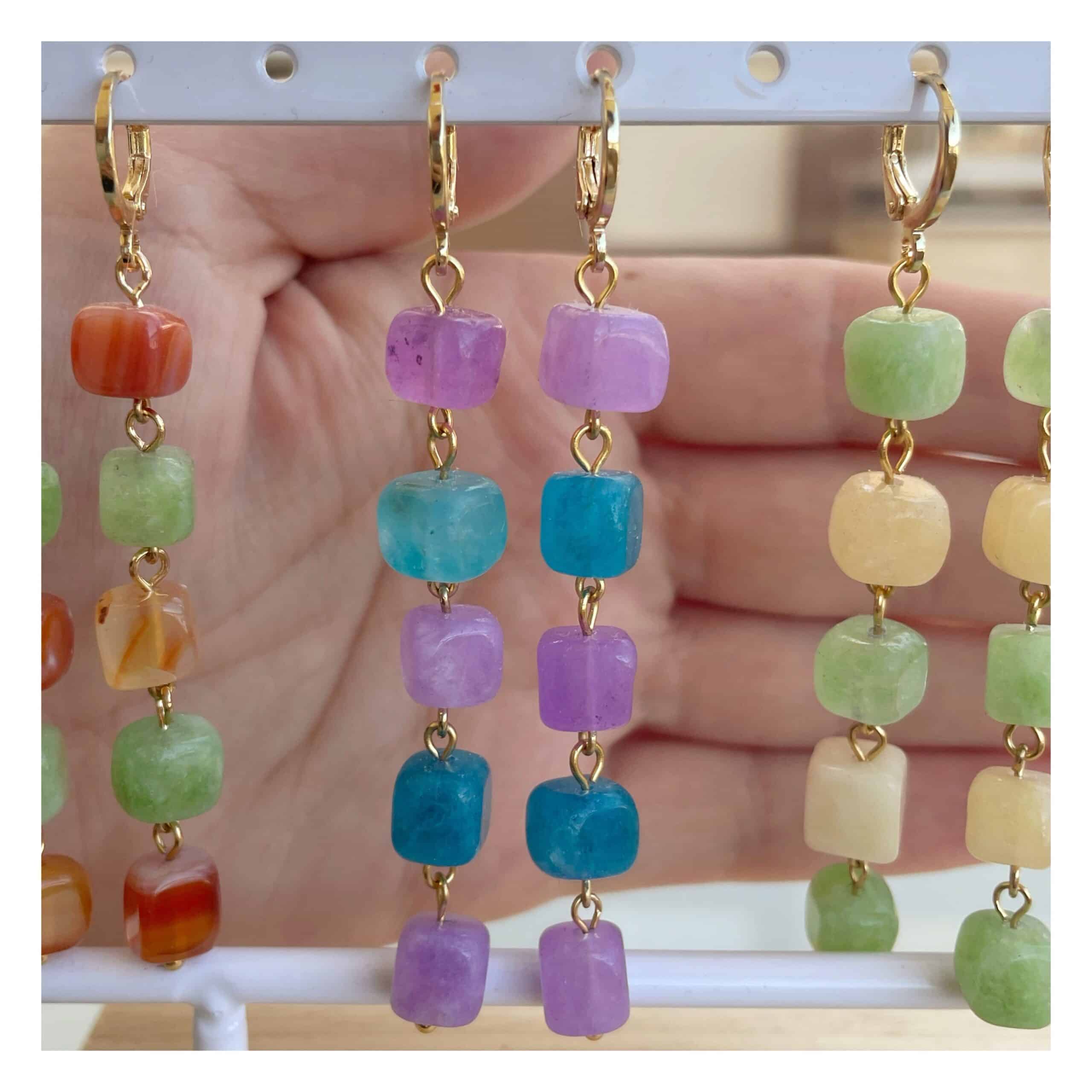 Pendientes “Cascada” Morado/Azul
