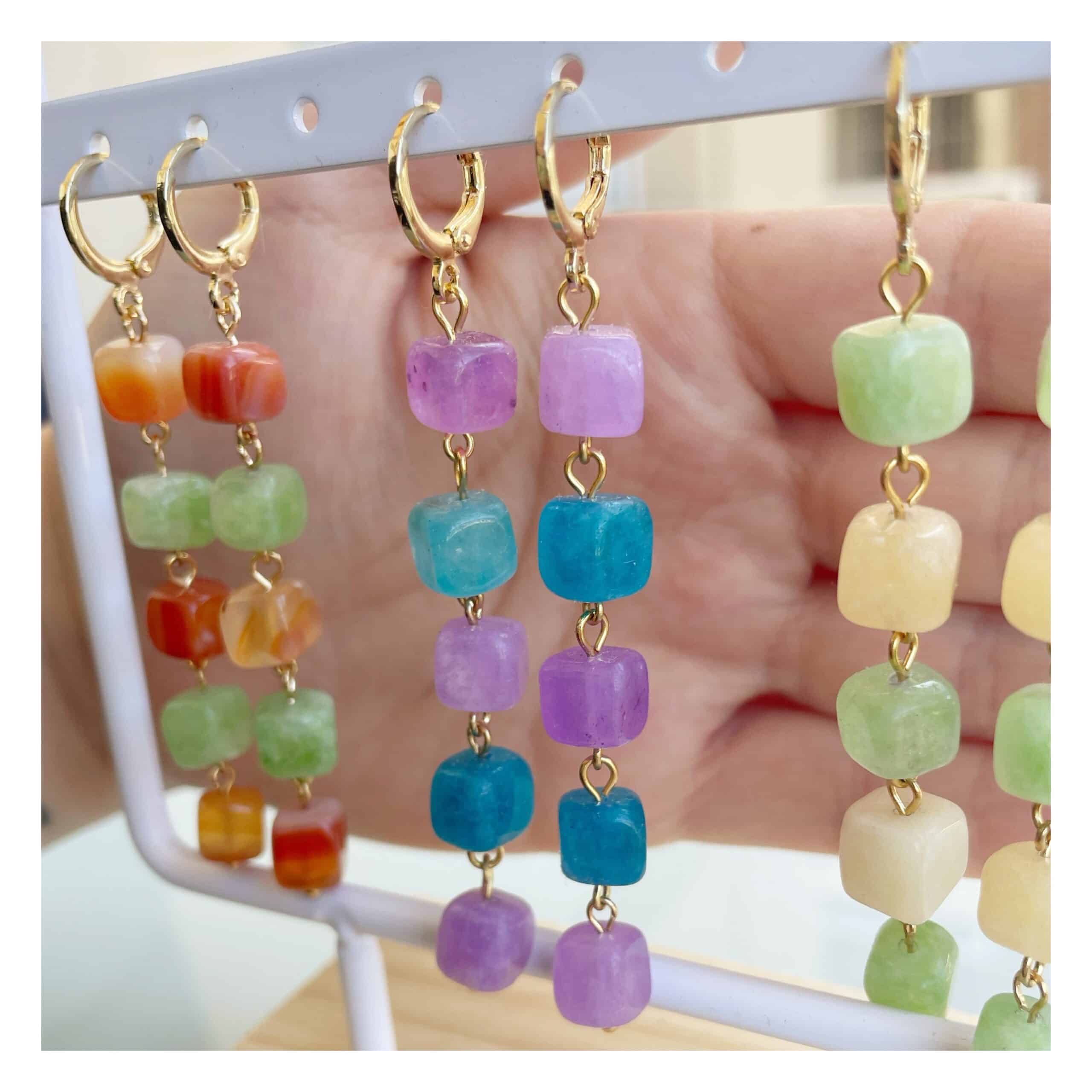 Pendientes “Cascada” Morado/Azul