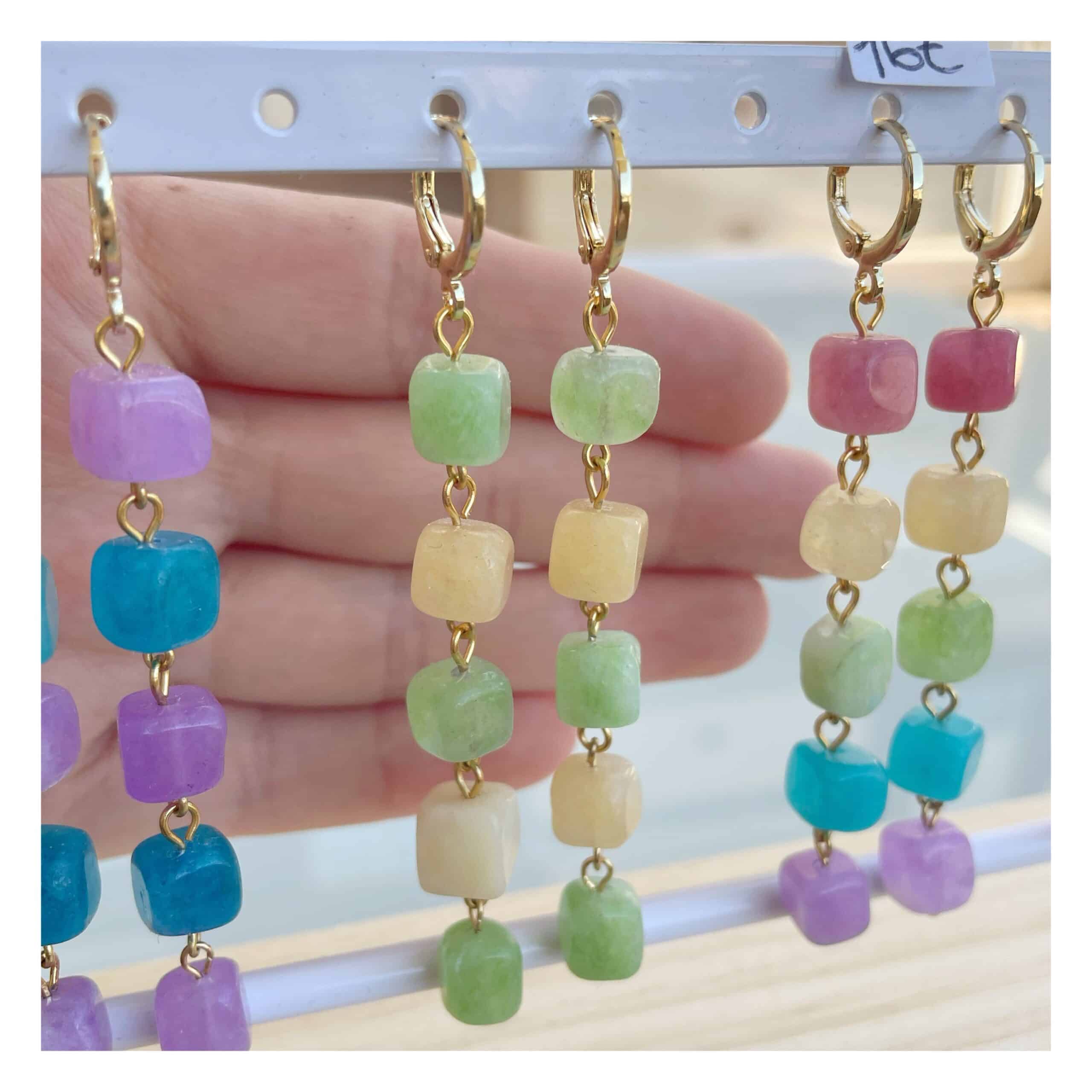 Pendientes “Cascada” Verde/Amarillo