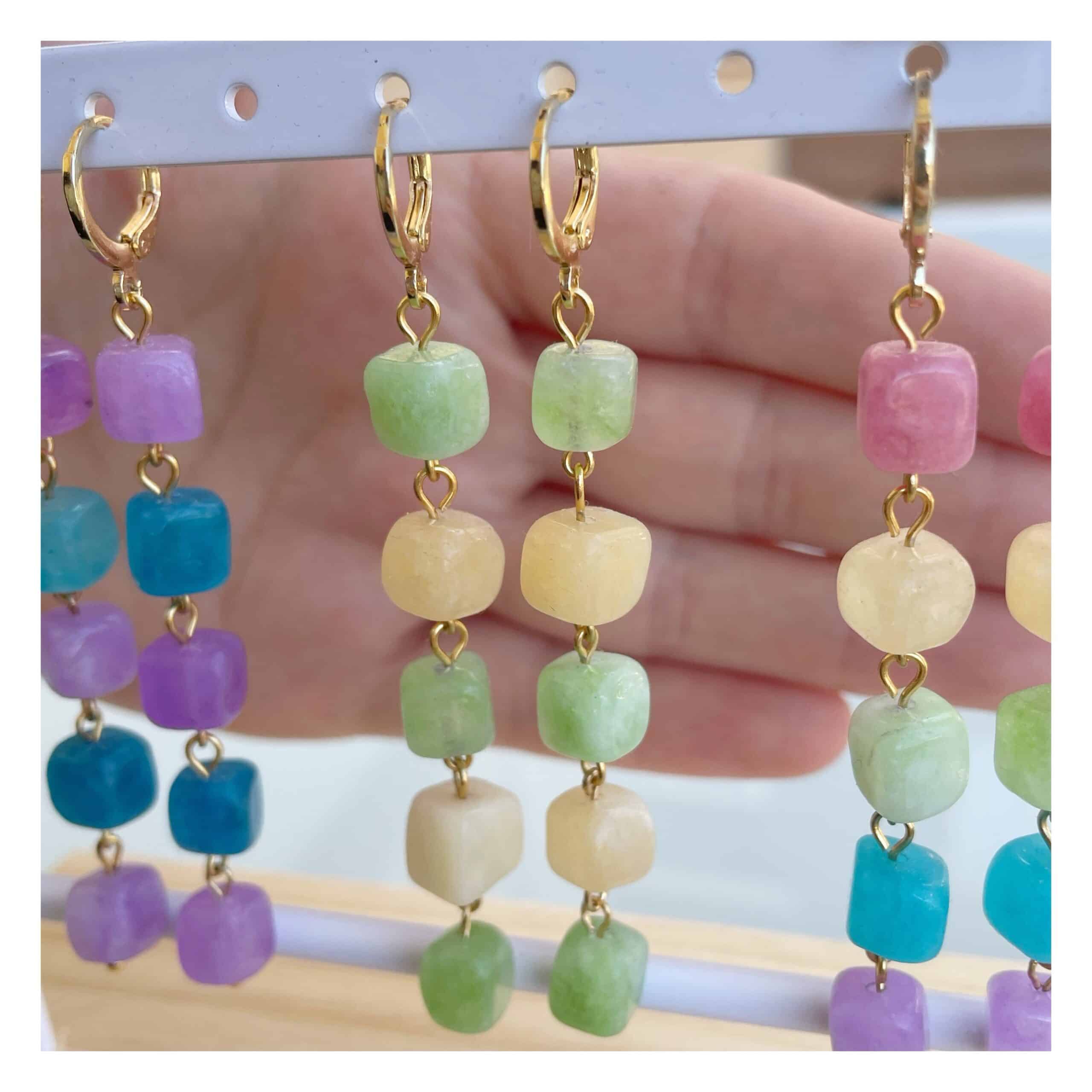 Pendientes “Cascada” Verde/Amarillo