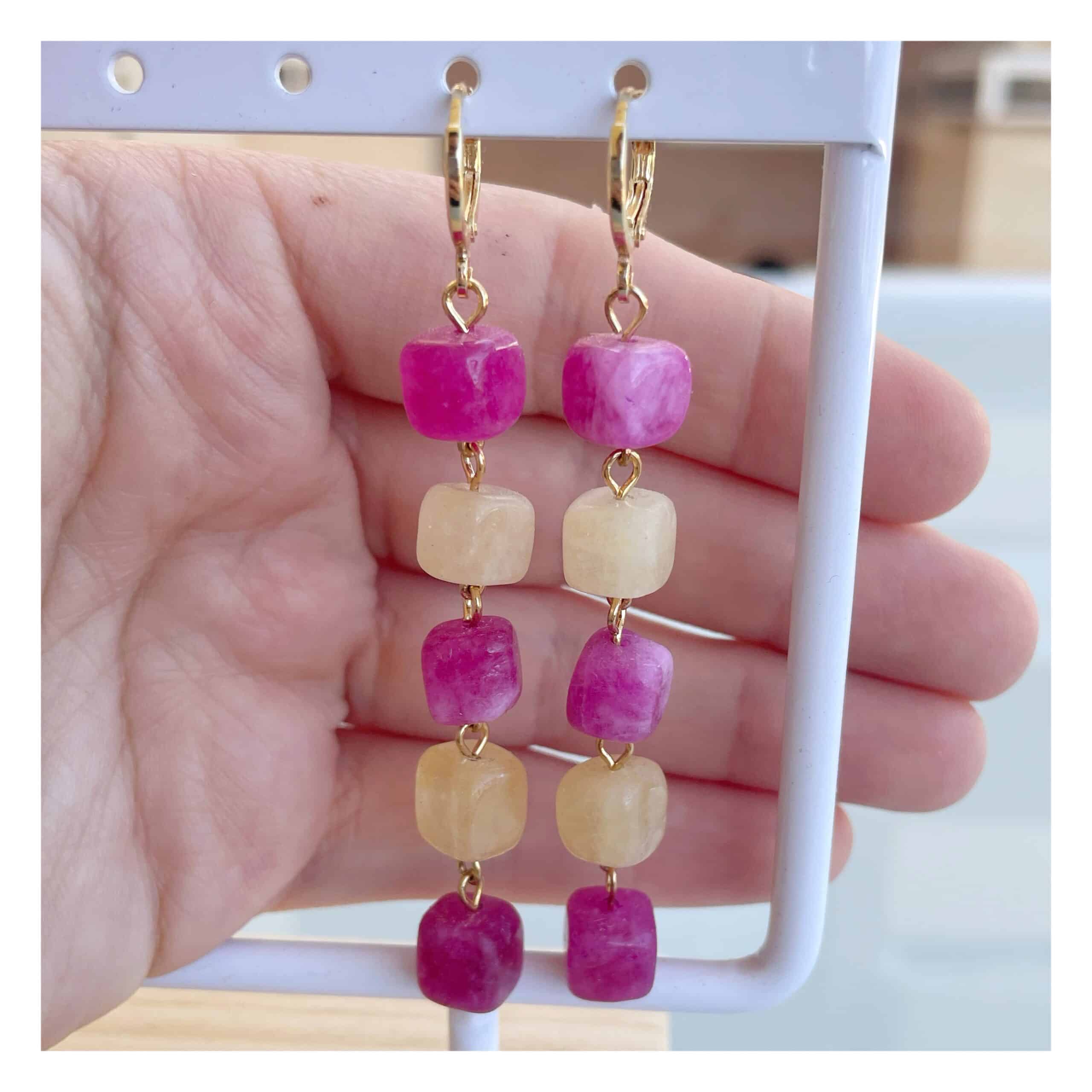 Pendientes “Cascada” Rosa/Amarillo