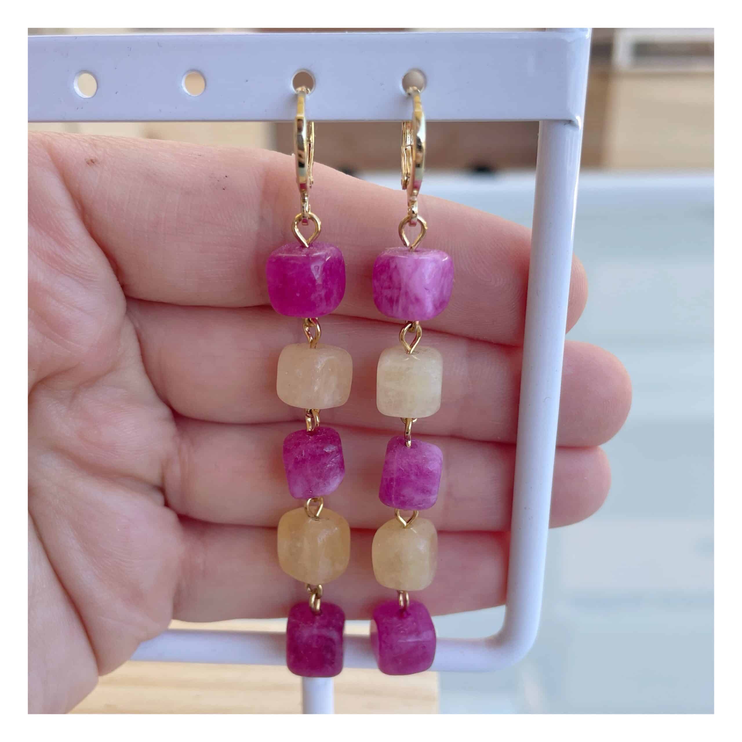 Pendientes “Cascada” Rosa/Amarillo