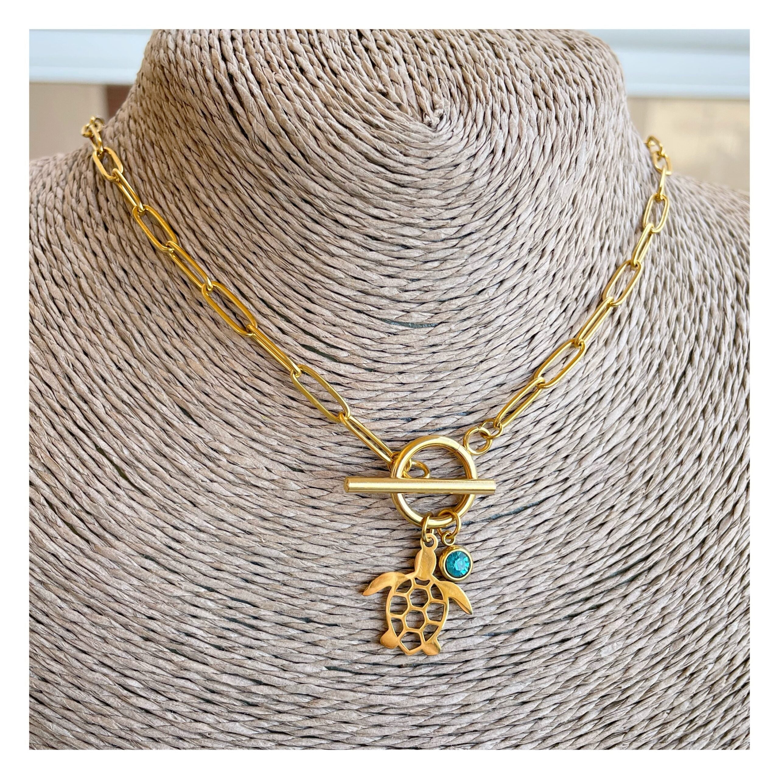 Collar Chunky “Tortuguita azul”