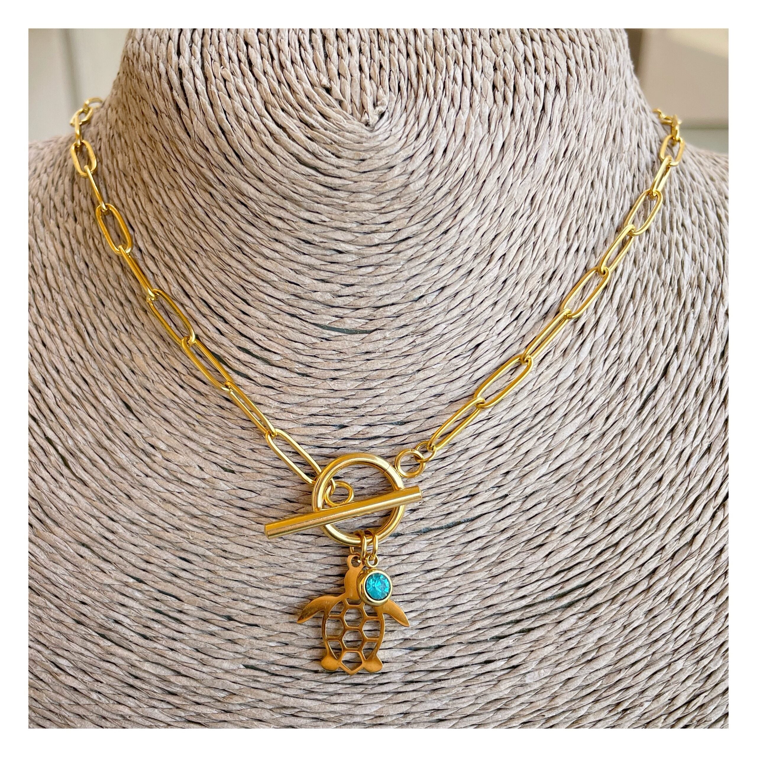 Collar Chunky “Tortuguita azul”