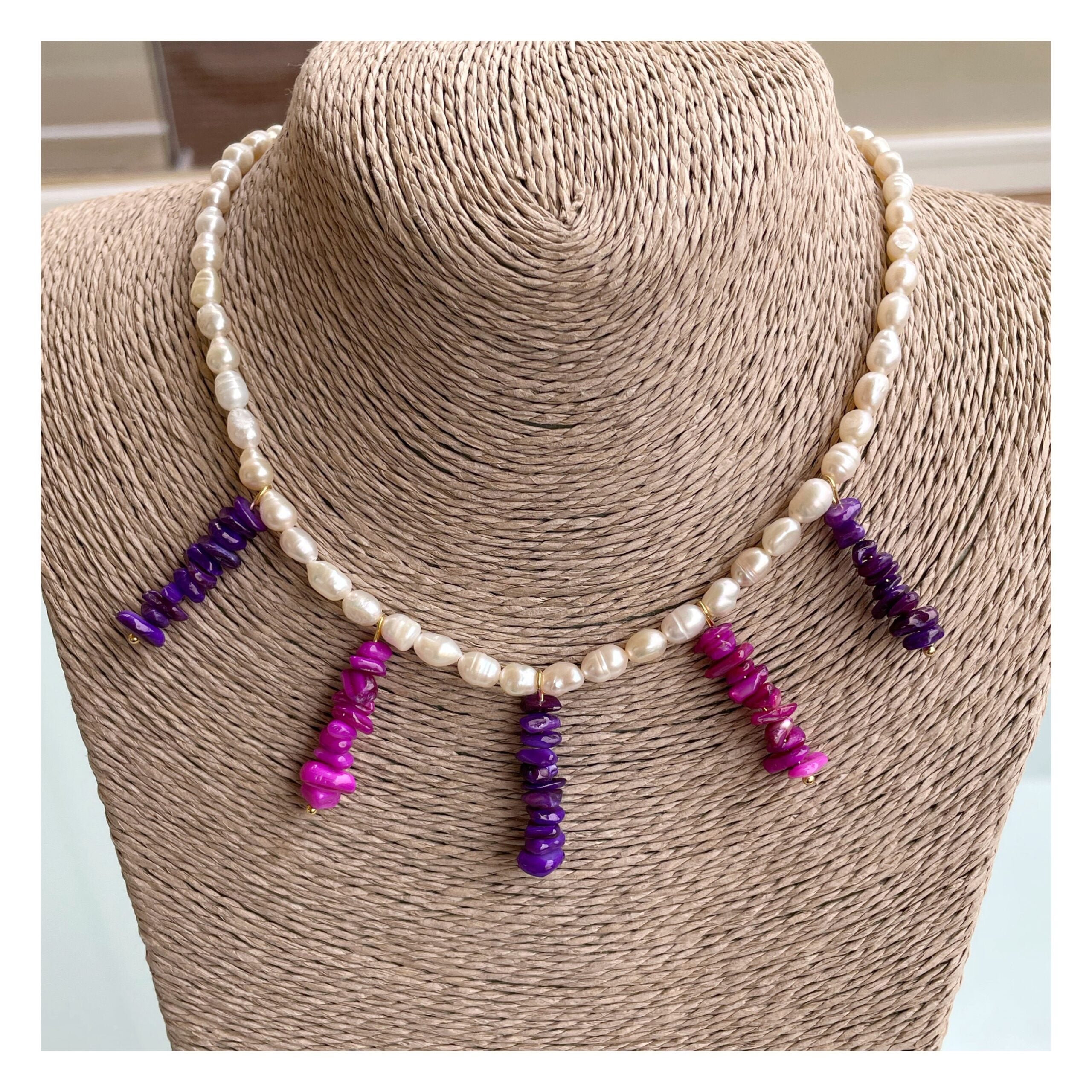 Collar perlas “Coralitos” morado rosa