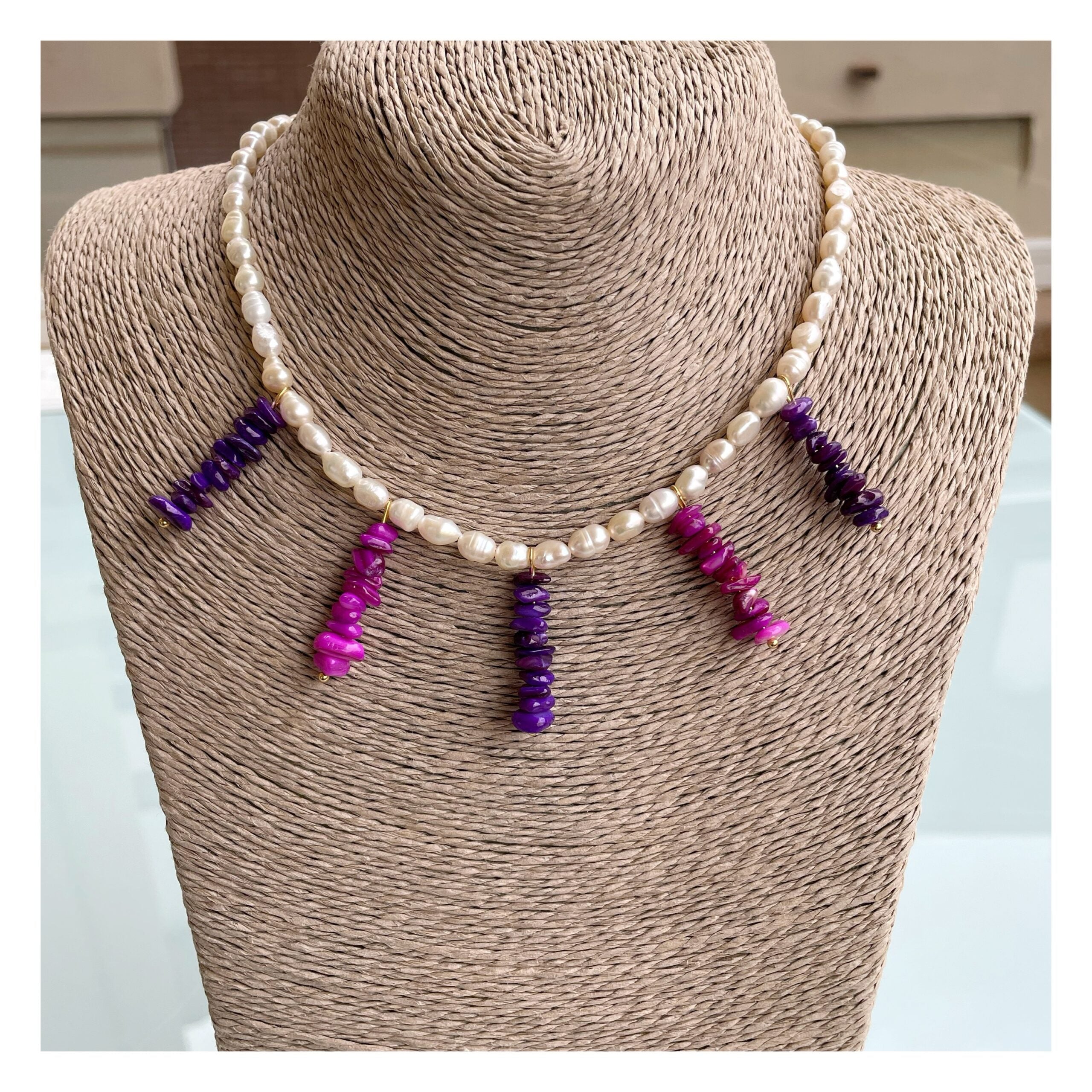 Collar perlas “Coralitos” morado rosa
