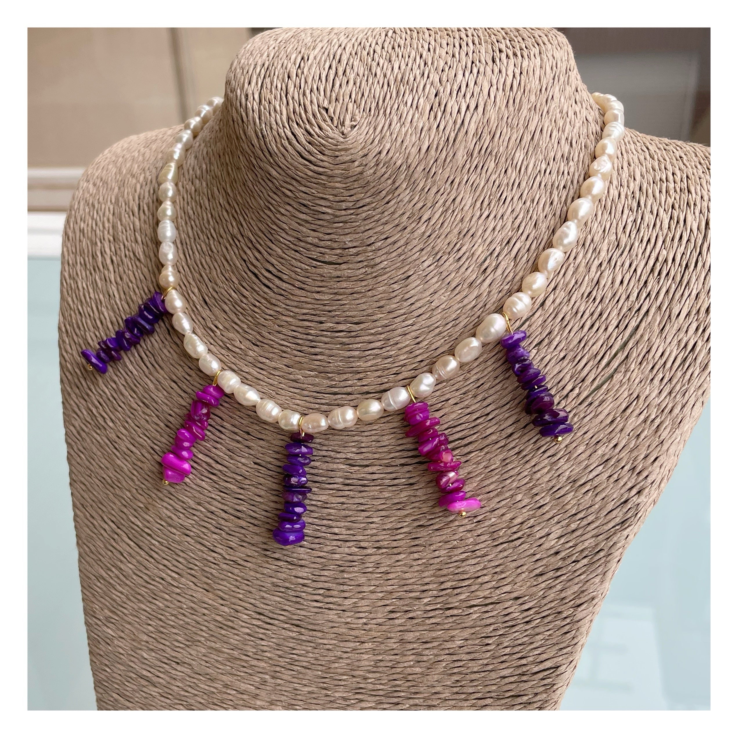 Collar perlas “Coralitos” morado rosa
