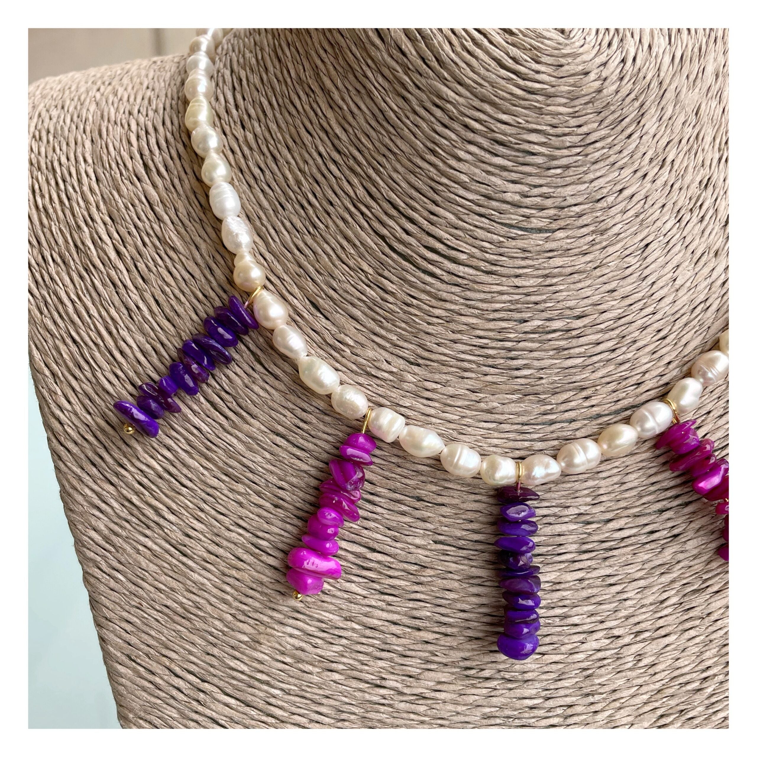 Collar perlas “Coralitos” morado rosa