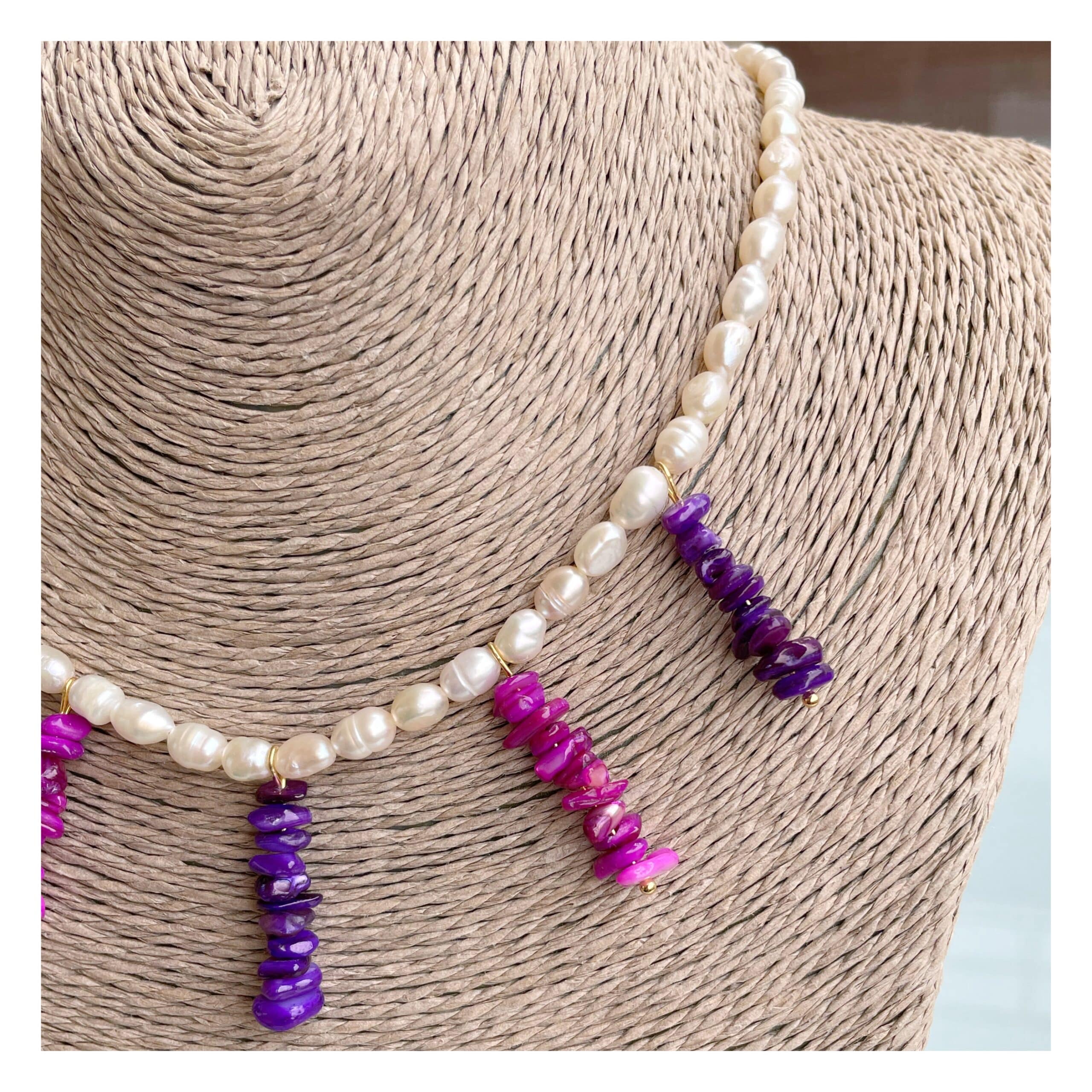 Collar perlas “Coralitos” morado rosa