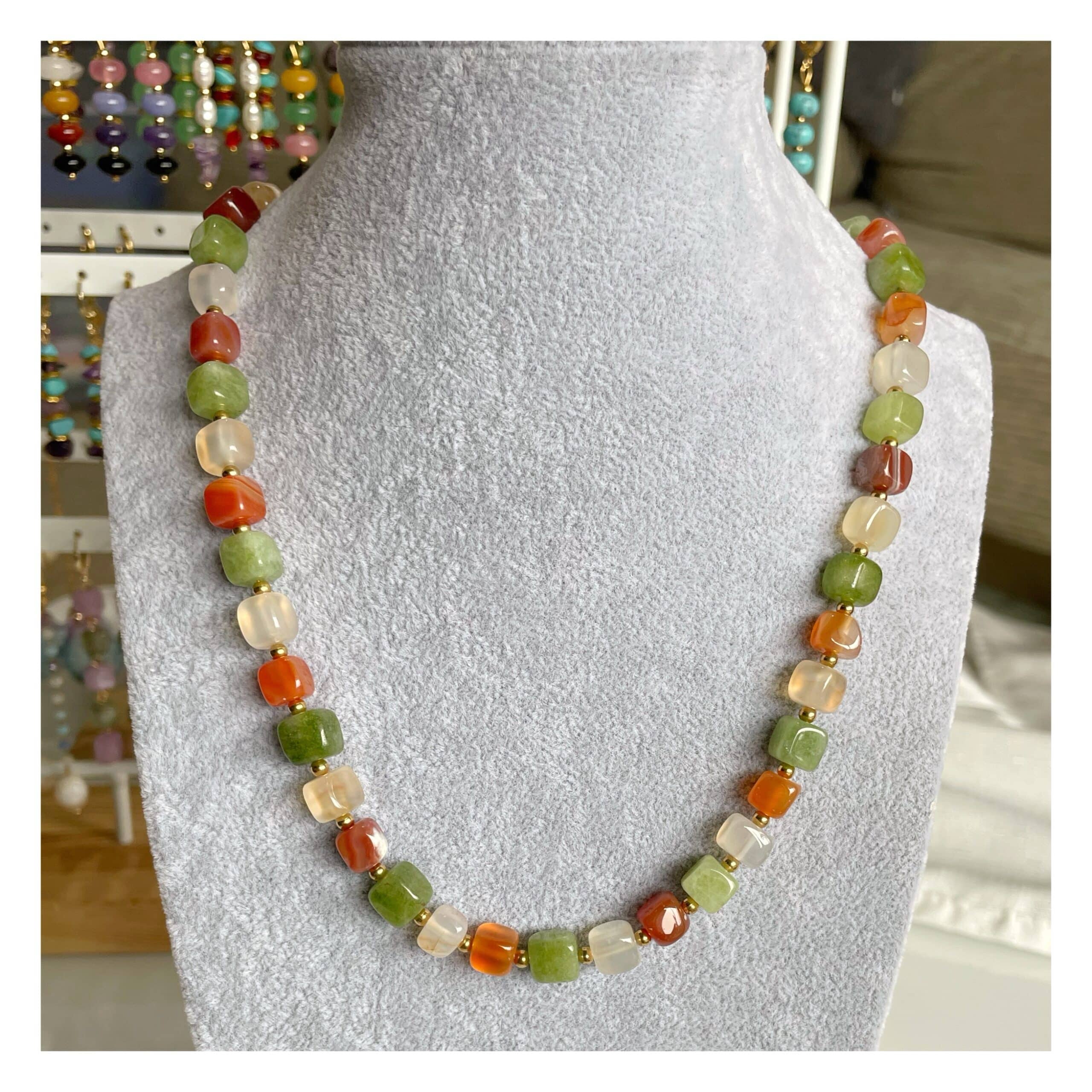 Collar piedras “Verde Naranja”