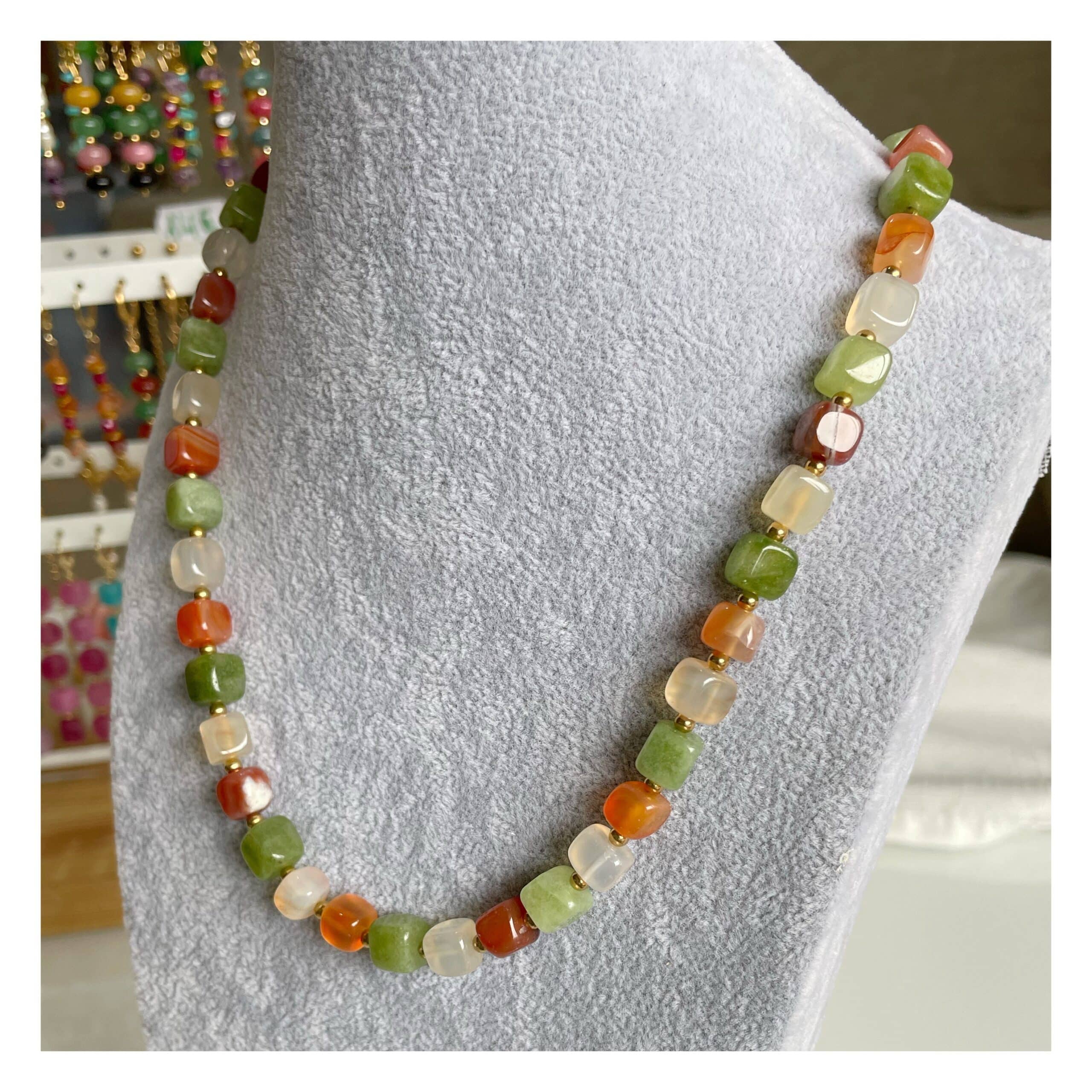 Collar piedras “Verde Naranja”