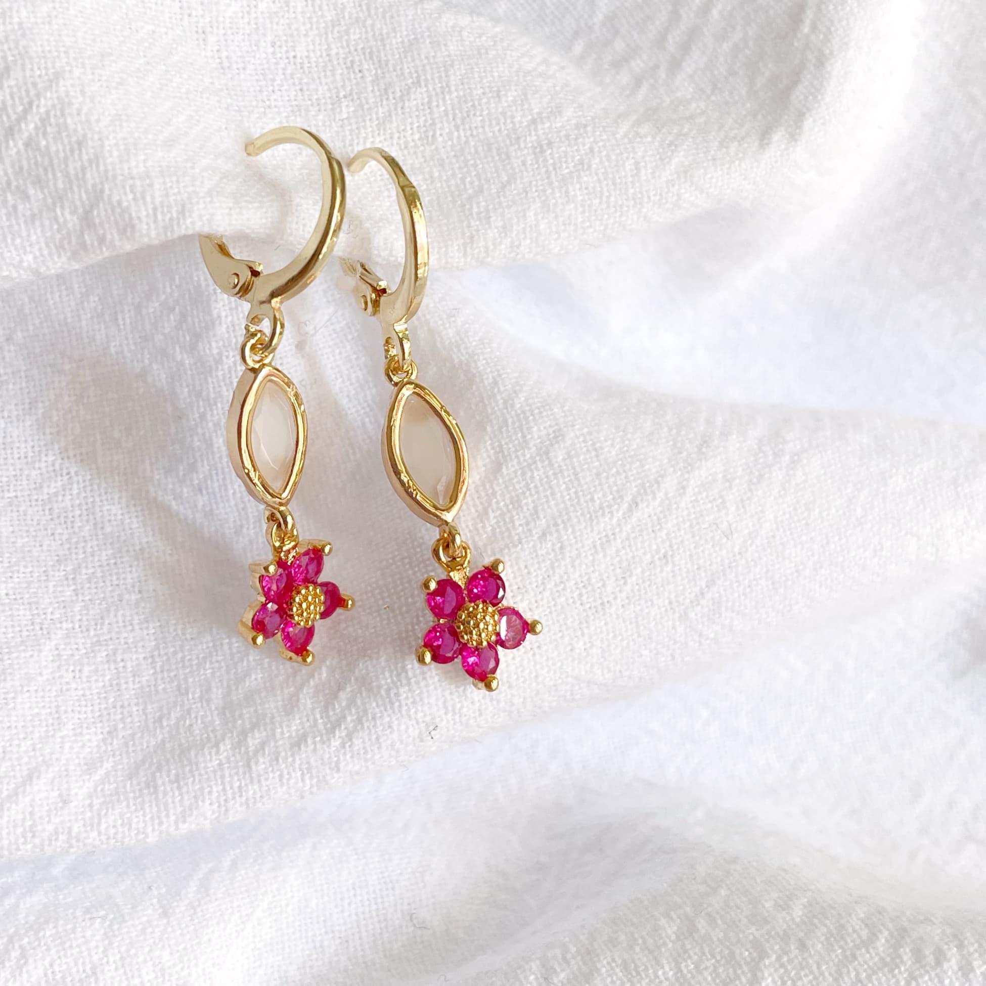 Pendientes “Florecillas rosas” largo