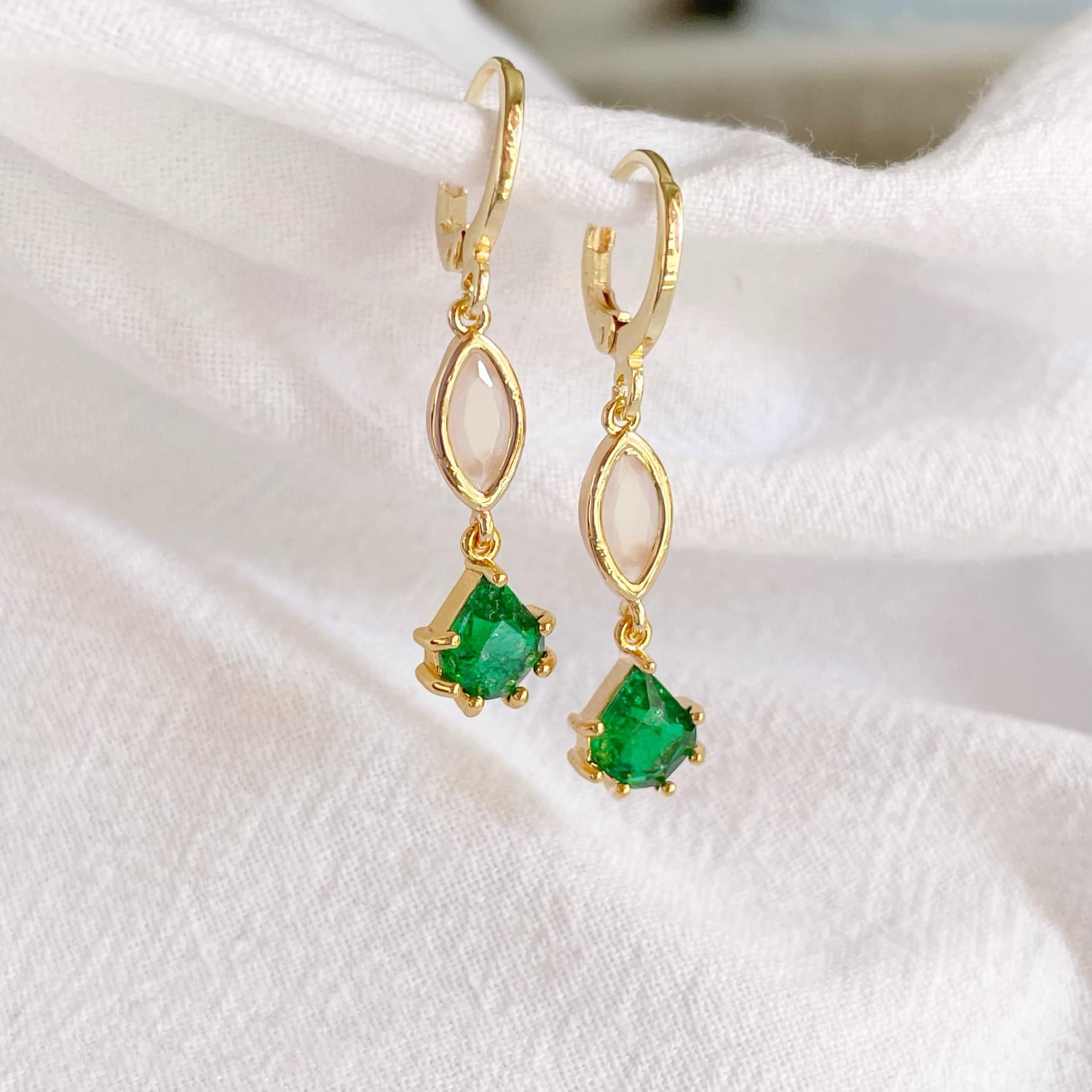 Pendientes “Drops verde” largo