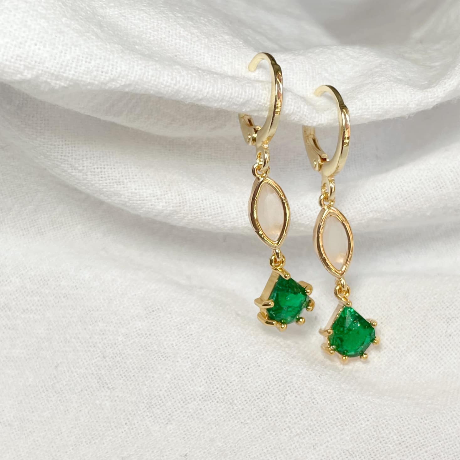 Pendientes “Drops verde” largo